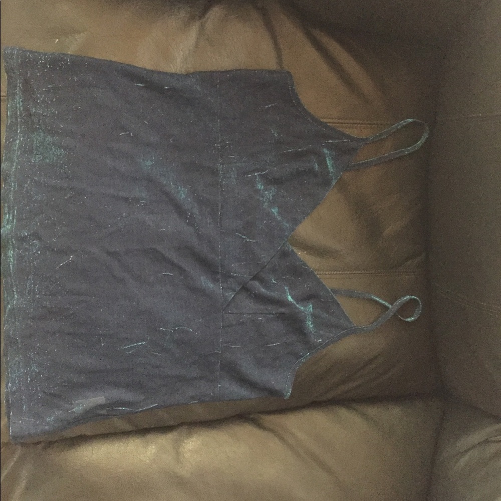 Iridescent blue spaghetti strap top